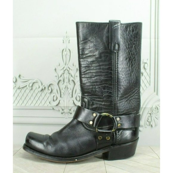 Unbranded Other - *Unbranded Black Leather Pull On Mid Calf Cowboy Western Boot Size 8.5 M